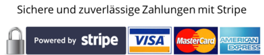 Gültige Kreditkarten für die Bezahlung sind Mastercard, Visa und Amex